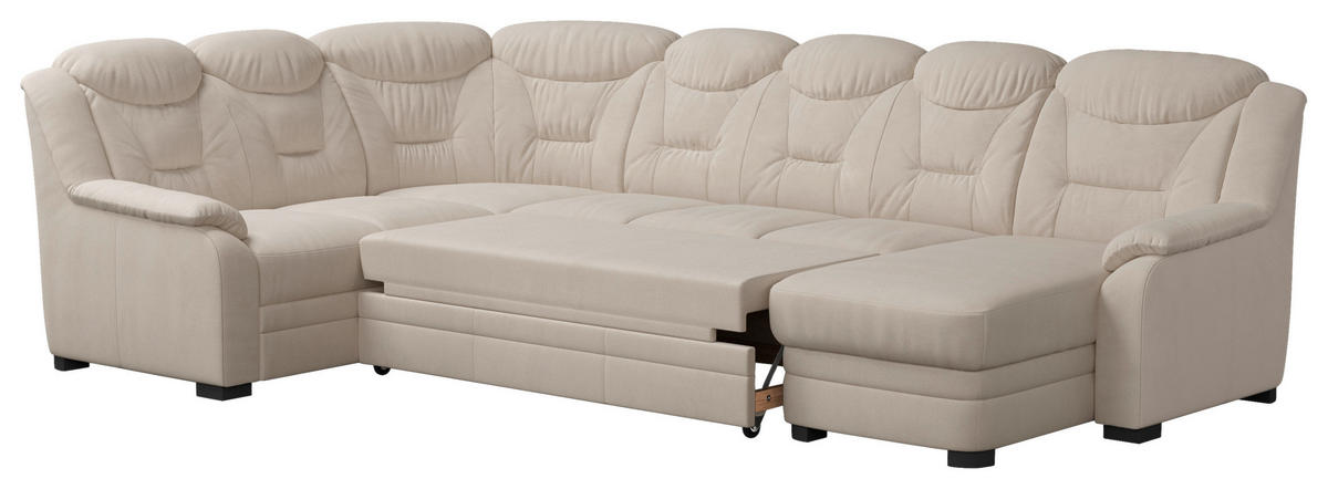 WOHNLANDSCHAFT in Chenille Beige  - Beige/Schwarz, Basics, Kunststoff/Textil (211/330/162cm) - MID.YOU