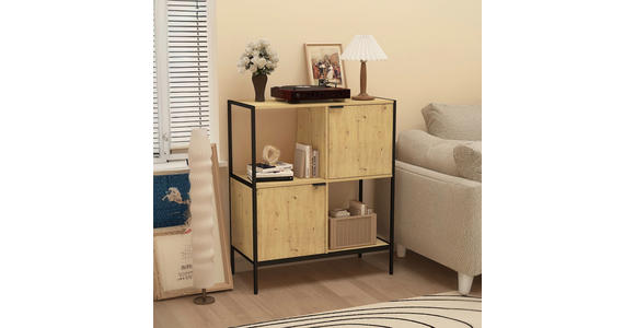 AKTENREGAL 84/100/40 cm  - Schwarz/Eiche Artisan, Design, Holzwerkstoff/Metall (84/100/40cm) - Carryhome