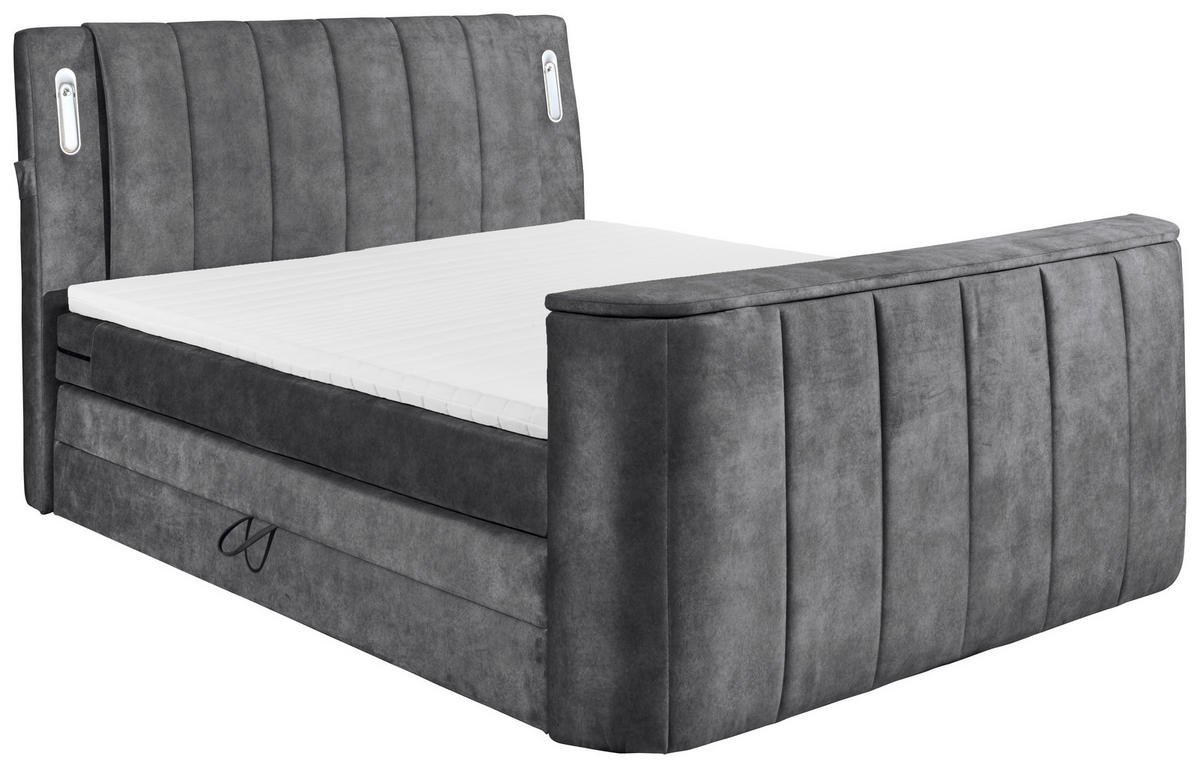 BOXSPRINGBETT 180/200 cm  in Anthrazit  - Anthrazit, MODERN, Holzwerkstoff/Kunststoff (180/200cm) - MID.YOU