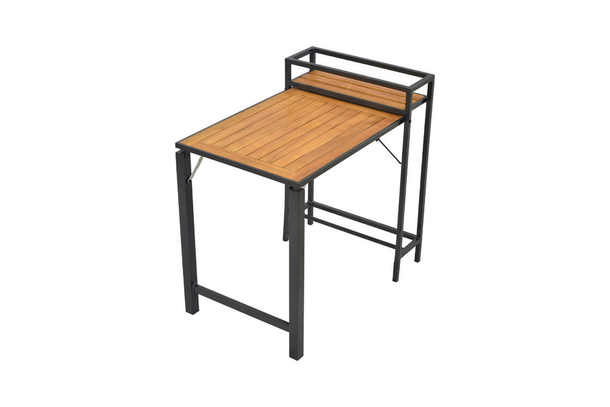 BALKONTISCH Holz, Metall Graphitfarben, Naturfarben  - Graphitfarben/Naturfarben, MODERN, Holz/Metall (55/75/73cm) - Gardenson