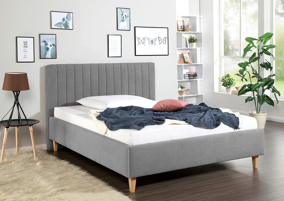 POLSTERBETT 140/200 cm,  in Grau,  - Naturfarben/Grau, MODERN, Holz/Textil (140/200cm) - Livetastic