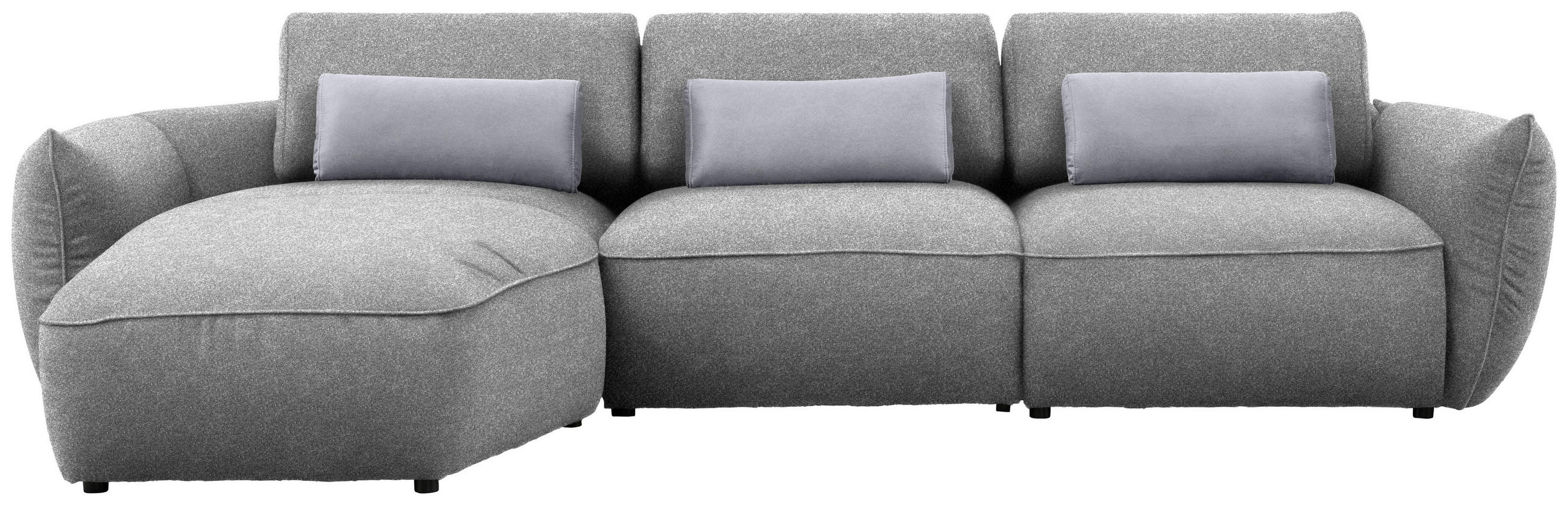 ECKSOFA  in Chenille Hellbraun  190/340 cm  - Hellbraun/Silberfarben, Design, Kunststoff/Textil (190/340cm) - Belluti
