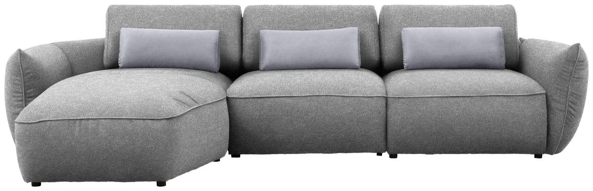 ECKSOFA  in Chenille Hellbraun  190/340 cm  - Hellbraun/Silberfarben, Design, Kunststoff/Textil (190/340cm) - Belluti