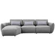 ECKSOFA  in Chenille Hellbraun  190/340 cm  - Hellbraun/Silberfarben, Design, Kunststoff/Textil (190/340cm) - Belluti