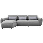 ECKSOFA  in Chenille Hellbraun  190/340 cm  - Hellbraun/Silberfarben, Design, Kunststoff/Textil (190/340cm) - Belluti