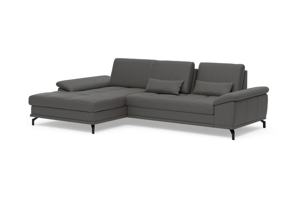 ROHOVÁ SEDAČKA, koža, mokka - čierna/mokka, Basics, kov/koža (176/301cm) - Sit & More