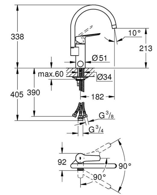 KÖKSBLANDARE - stålfärgad, metall (5,1/33,8/5,1cm) - Grohe
