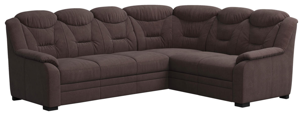 ECKSOFA in Chenille Braun  - Schwarz/Braun, Basics, Kunststoff/Textil (263/211cm) - MID.YOU