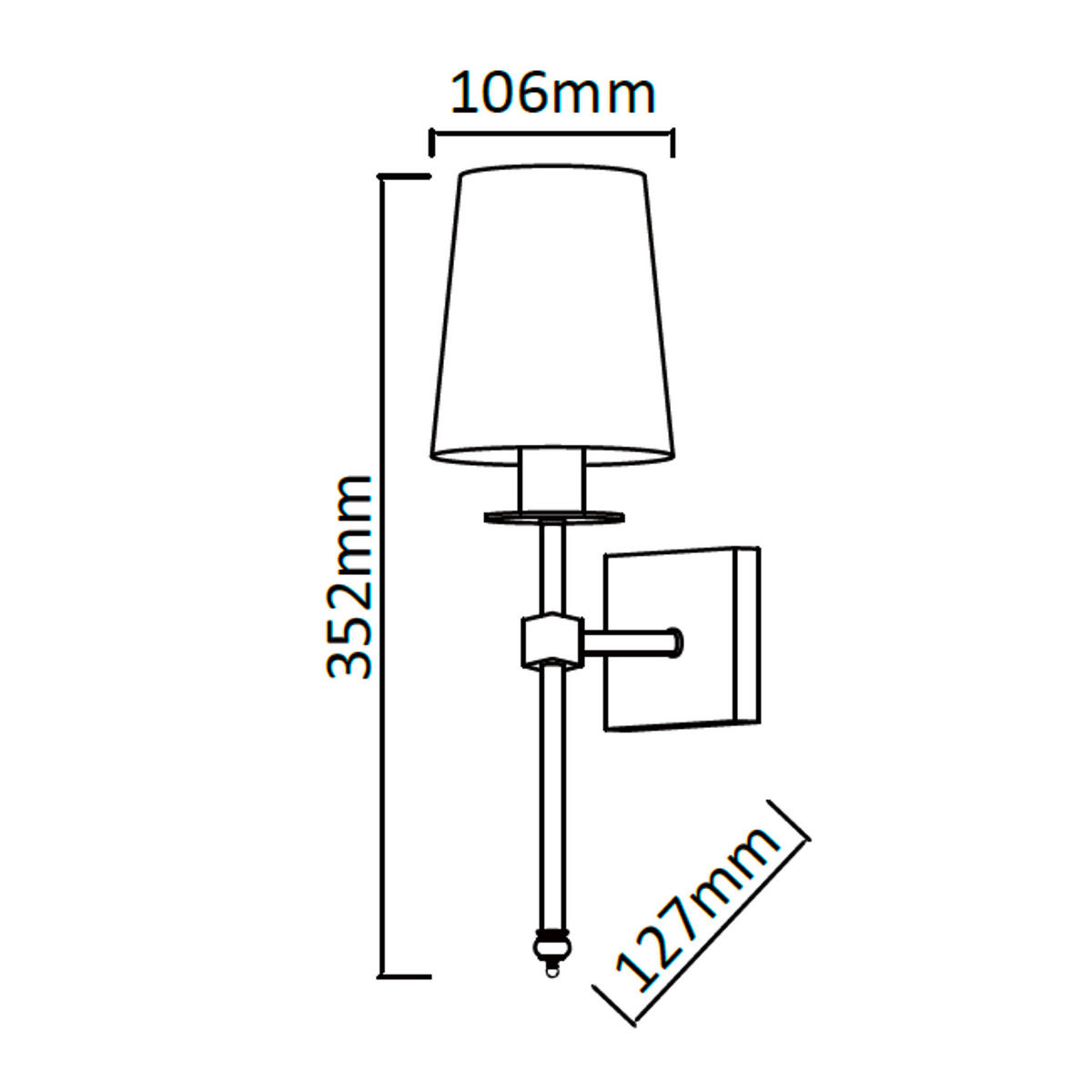 WANDLEUCHTE - Chromfarben, Konventionell, Textil (35/10.6/12.7cm)