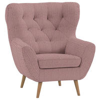 OHRENSESSEL in Cord Rosa  - Eichefarben/Rosa, Design, Holz/Textil (87/101/95cm) - Stylife
