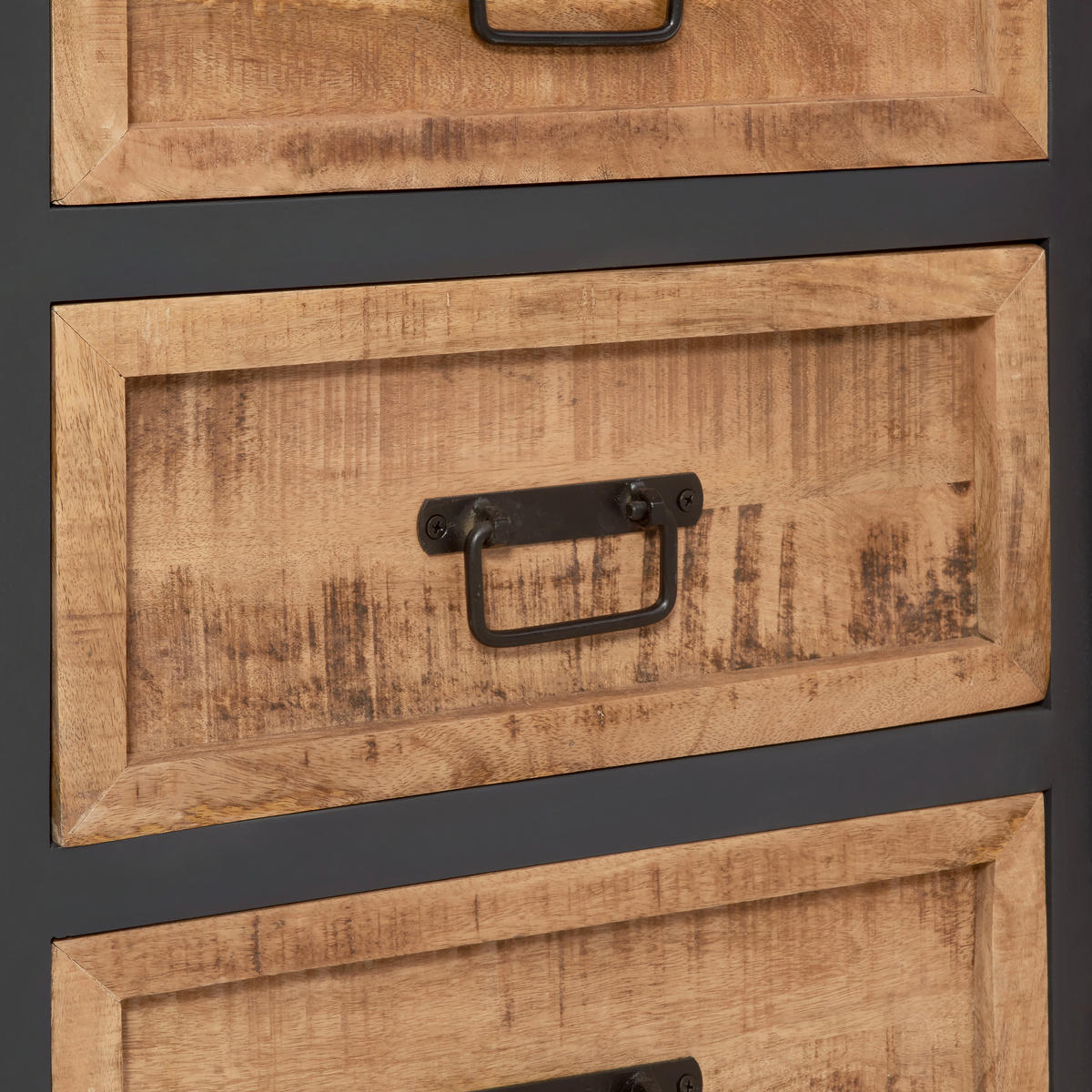 VITRINE  in massiv Mangoholz Schwarz, Grau, Naturfarben - Schwarz/Naturfarben, LIFESTYLE, Holz/Holzwerkstoff (100/180/45cm) - MID.YOU
