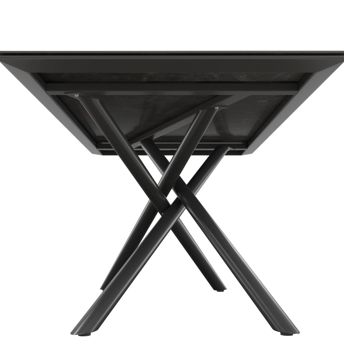 GARTENTISCH 180/90/75 cm Metall, Stein rechteckig  - Dunkelgrau/Anthrazit, MODERN, Stein/Metall (180/90/75cm) - Amatio