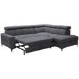 ECKSOFA in Struktur Dunkelgrau  - Dunkelgrau/Schwarz, MODERN, Textil/Metall (254/212cm) - Carryhome