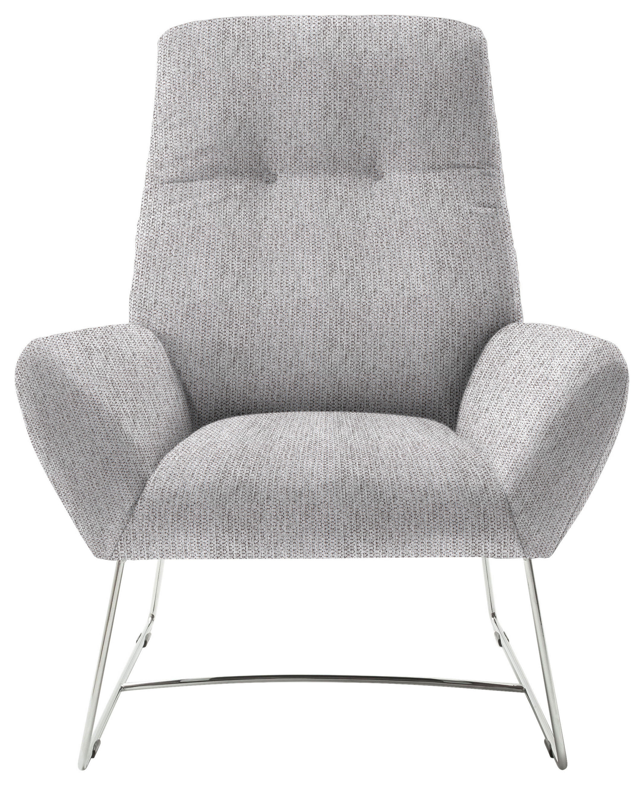 SESSEL in Flachgewebe Hellgrau  - Chromfarben/Hellgrau, Design, Textil/Metall (82/102/81cm) - Pure Home Lifestyle