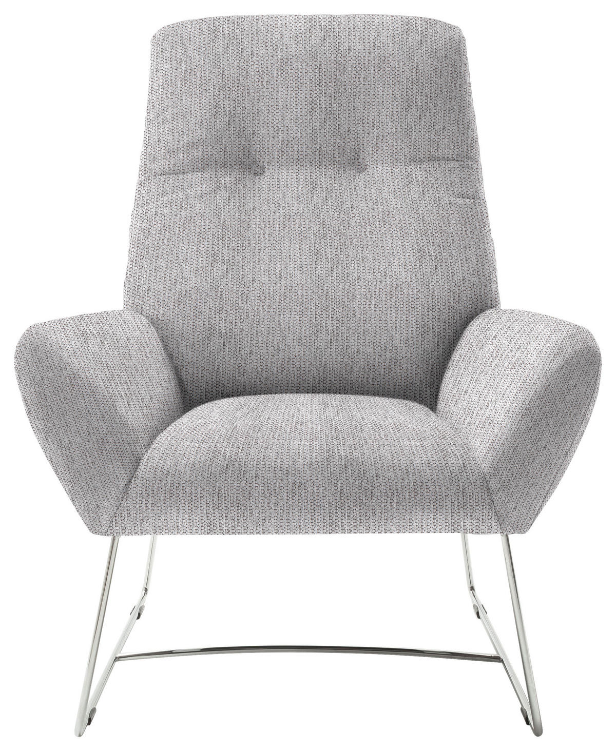 SESSEL in Flachgewebe Hellgrau  - Chromfarben/Hellgrau, Design, Textil/Metall (82/102/81cm) - Pure Home Lifestyle