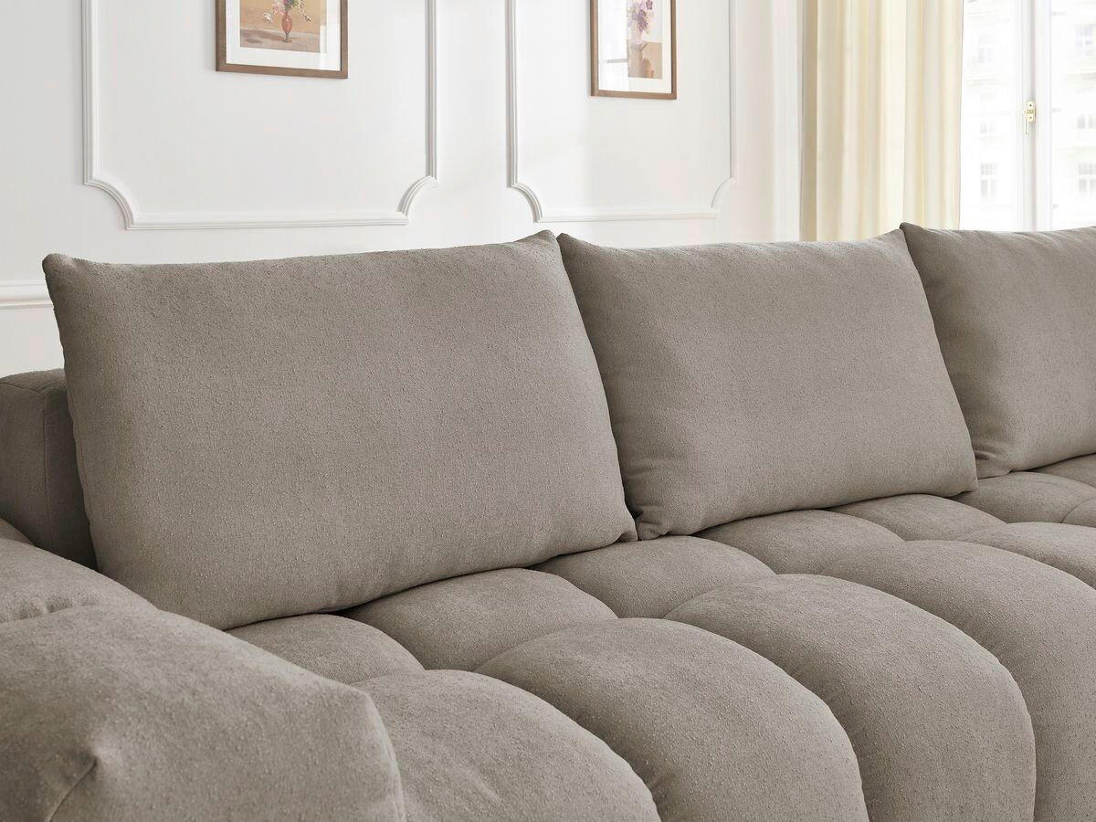 ECKSOFA Ottomane rechts  EVEREST Taupe Struktur  - Taupe/Schwarz, MODERN, Kunststoff/Textil (352/210cm) - Livetastic