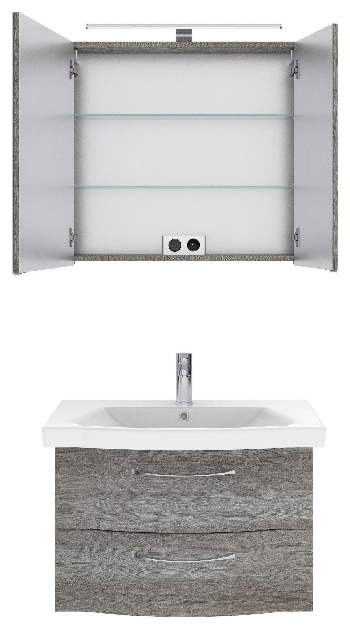 BADEZIMMER 3-teilig  in 82 cm  - Chromfarben/Graphitfarben, KONVENTIONELL, Glas/Holzwerkstoff (82cm) - Pelipal