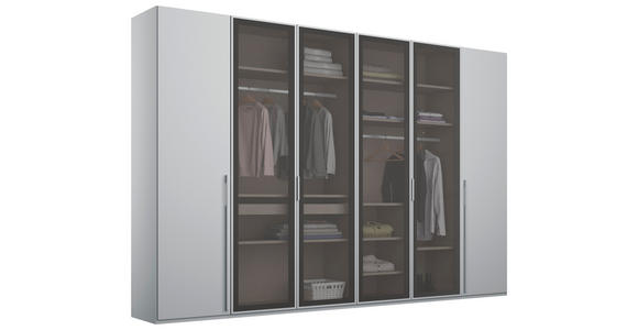DREHTÜRENSCHRANK 301/223/60 cm 6-türig Grau, Hellgrau - Hellgrau/Grau, Trend, Glas/Holzwerkstoff (301/223/60cm) - Novel