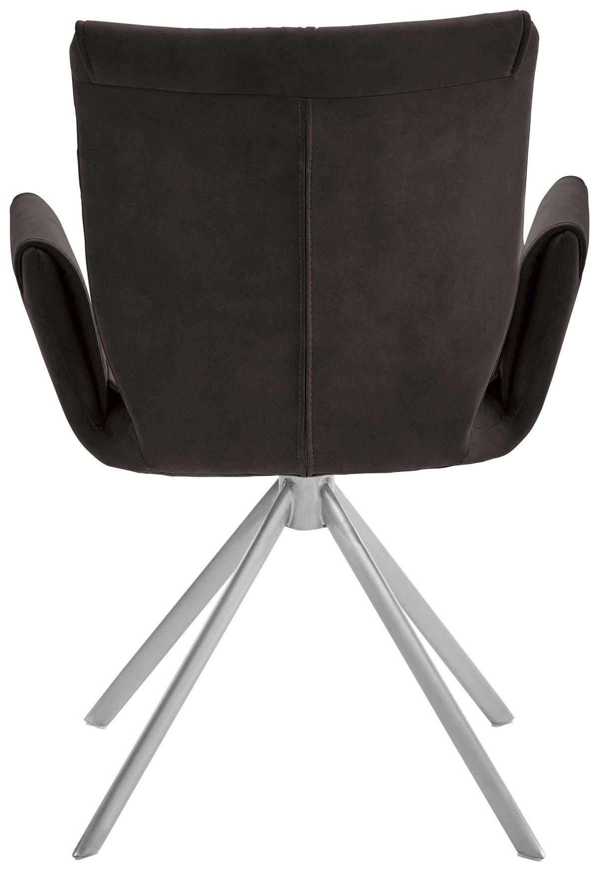 Armlehnstuhl drehbar  in Edelstahl Velours, Mikrofaser, Lederlook  - Anthrazit/Silberfarben, Design, Textil/Metall (55/89/61cm) - Dieter Knoll