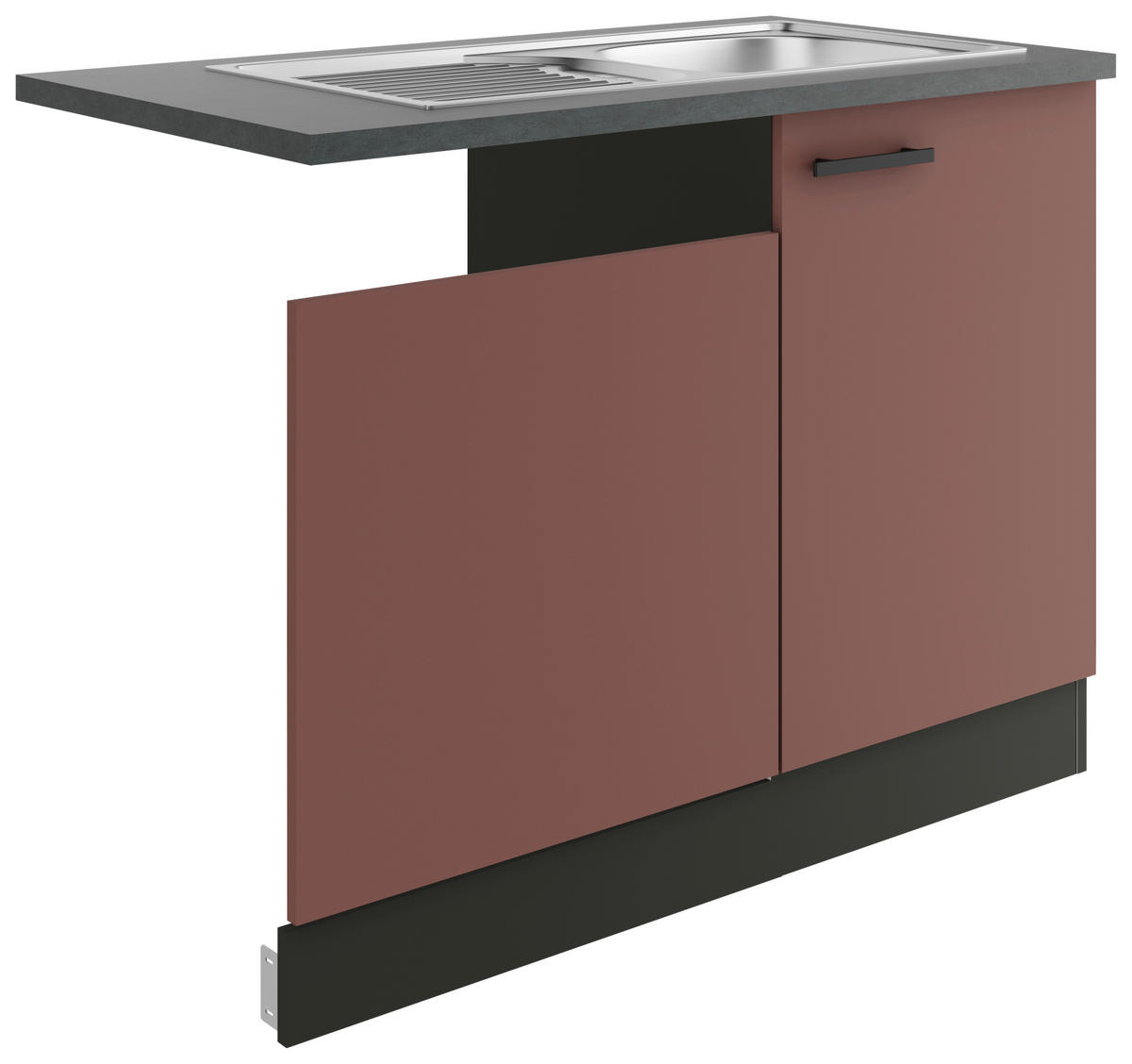 SPÜLENUNTERSCHRANK 110/84,8/60 cm  in Rotbraun  - Rotbraun/Anthrazit, Basics, Holzwerkstoff/Metall (110/84,8/60cm) - Optifit