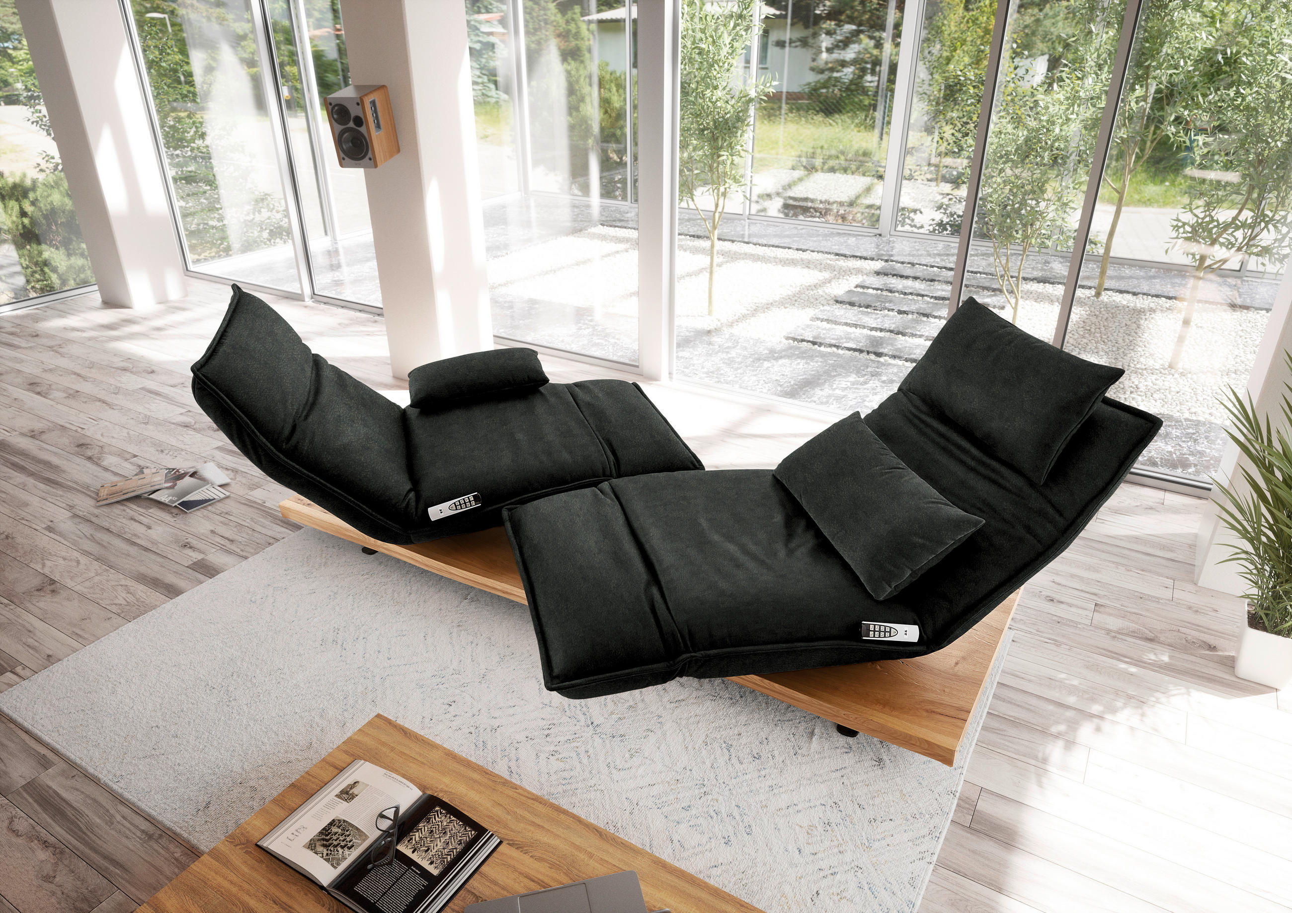 2-SITZER-SOFA in Leder Dunkelgrün  - Dunkelgrün/Eichefarben, Natur, Leder/Holz (240/63/115cm) - Koinor