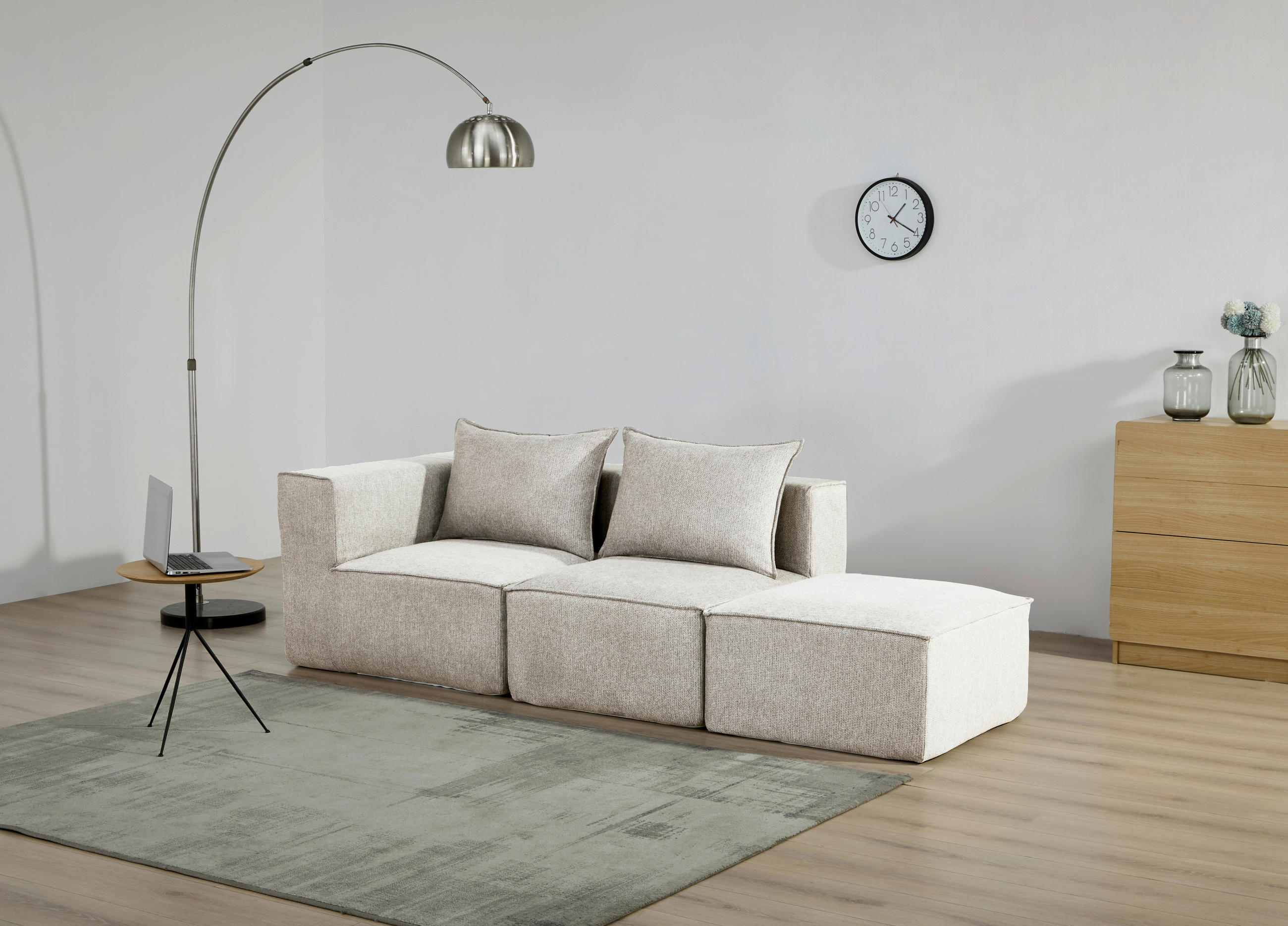 HOCKER in Textil Naturfarben  - Naturfarben, Design, Kunststoff/Textil (71/41/71cm) - Carryhome