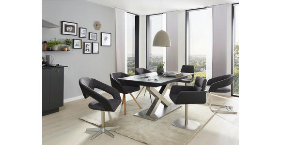 SCHWINGSTUHL Lederlook, Flachgewebe Anthrazit, Schwarz, Edelstahlfarben - Edelstahlfarben/Anthrazit, Design, Textil/Metall (50/87/60cm) - Dieter Knoll