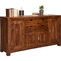 ŠIROKÁ KOMODA, sheesham, barvy sheesham, 180/95/45 cm - barvy stříbra/barvy sheesham, Lifestyle, kov/dřevo (180/95/45cm) - Landscape