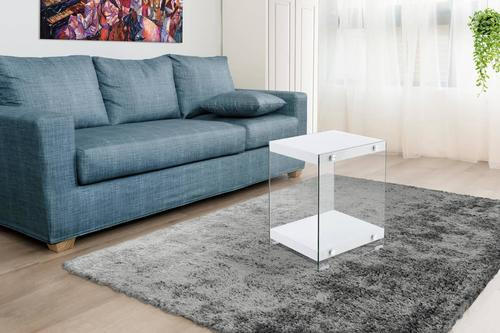 SIDOBORD i glas, trämaterial 35/35/45 cm  - klar/vit, Basics, trämaterial/glas (35/35/45cm) - Kayoom