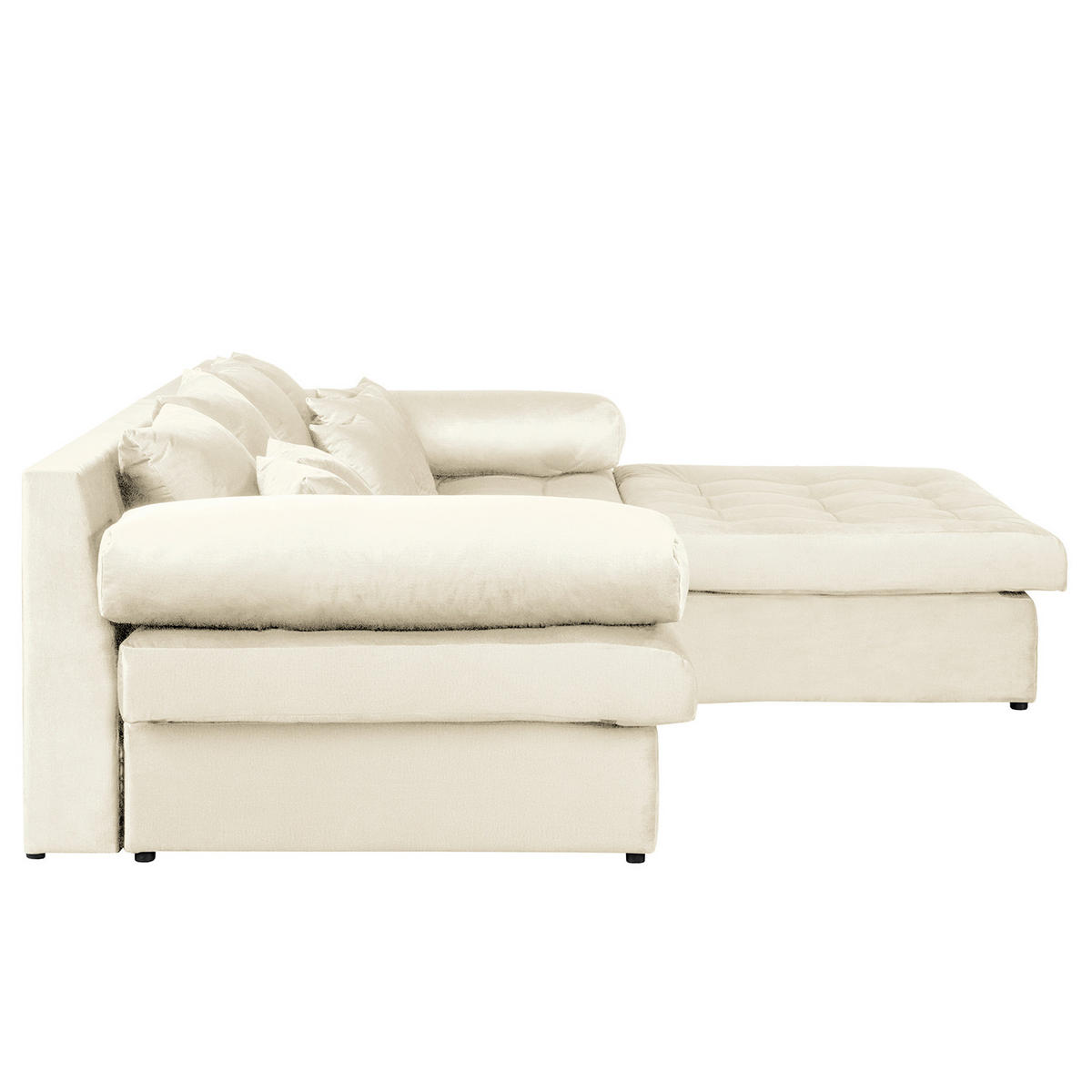 ECKSOFA Velours Beige  - Beige/Schwarz, Design, Kunststoff/Textil (284/243cm) - P & B