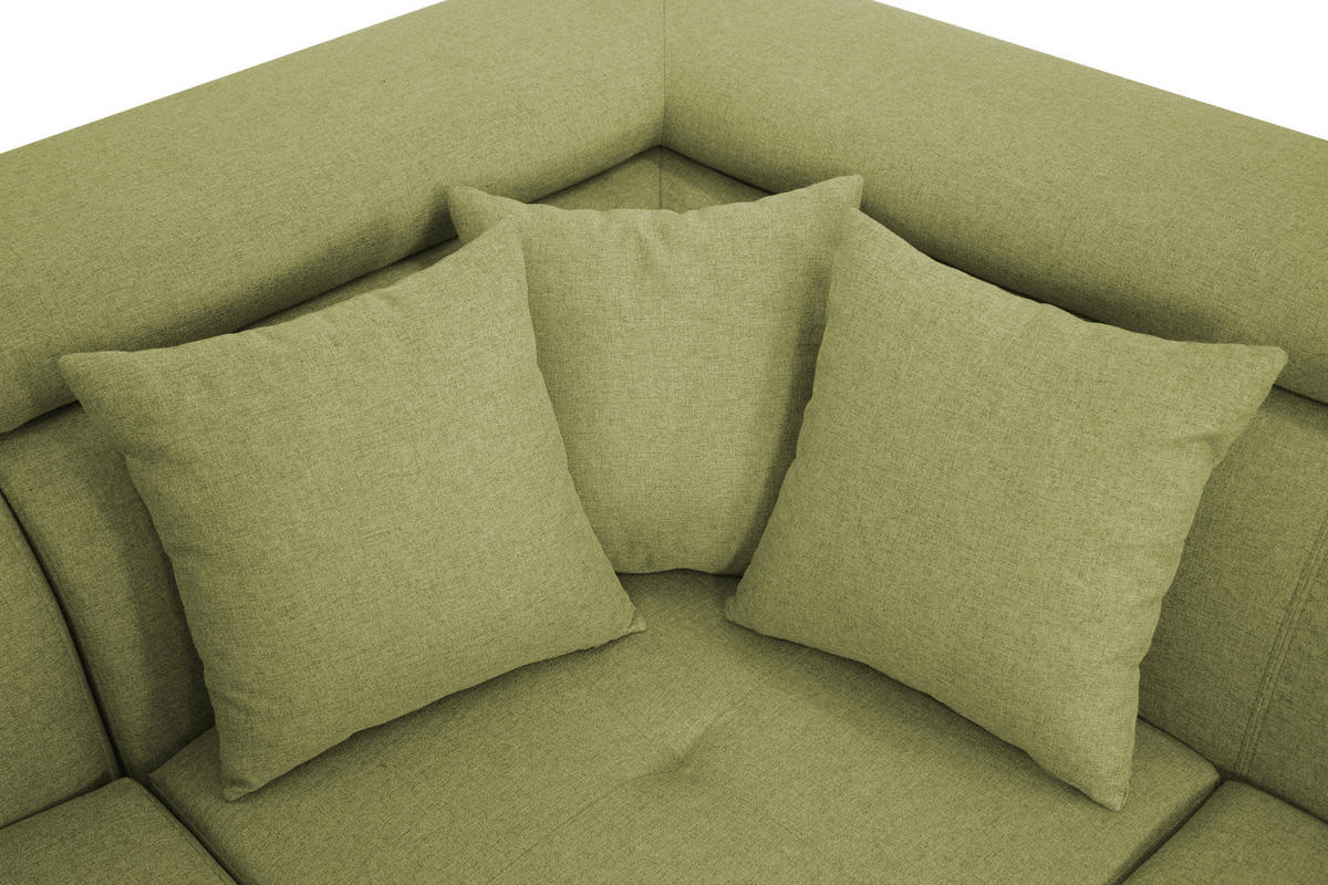 CloseUp von Xora ECKSOFA inkl. Funktionen Pink Grün Webstoff.