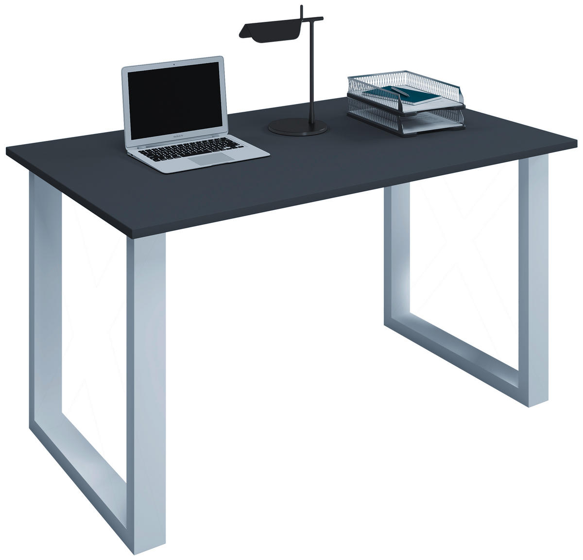 ECKSCHREIBTISCH 190/130/76 cm  in Anthrazit, Silberfarben  - Anthrazit/Silberfarben, Design, Holzwerkstoff/Metall (190/130/76cm) - MID.YOU