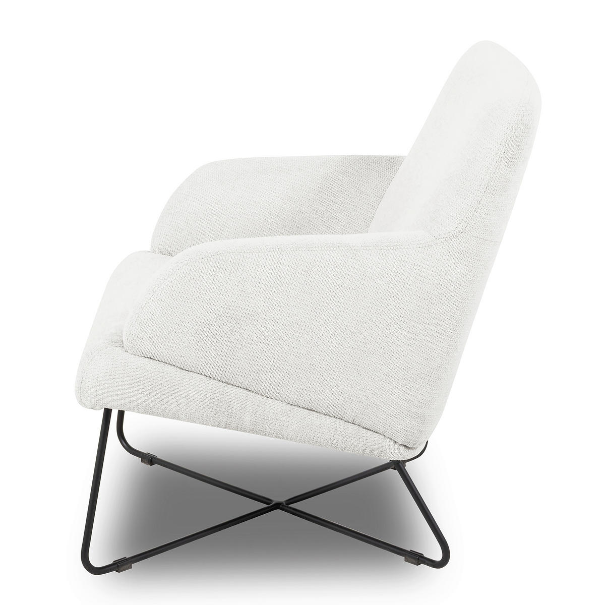 SESSEL in Chenille Weiß  - Schwarz/Weiß, Design, Textil/Metall (67/87/74cm) - Livetastic