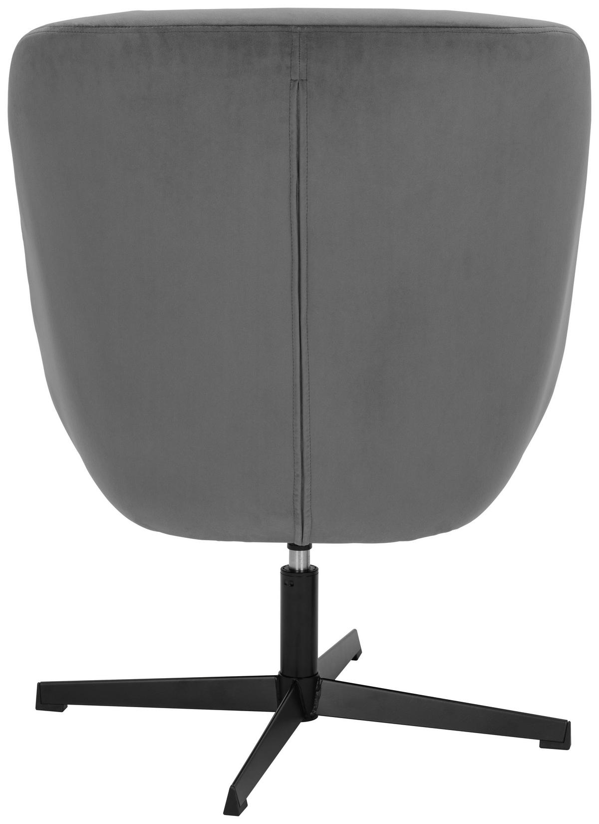 SESSELSET Samt Hocker    - Schwarz/Grau, MODERN, Textil/Metall (70/97/75cm) - MID.YOU