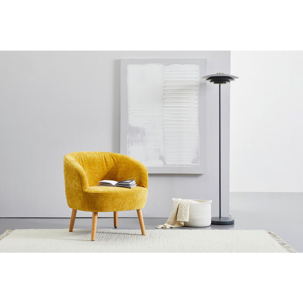 Thumbnail - Mid.you Cocktailsessel, Gelb, Ecru, Holz, Textil, Kiefer, Kautschukholz, massiv, Sperrholz, 72x71x74 cm, Wohnzimmer, Ses...