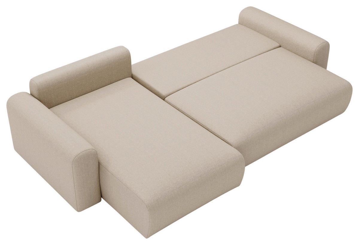 ECKSOFA Hellbraun  - Hellbraun/Creme, Design, Kunststoff/Textil (246/150cm) - Livetastic