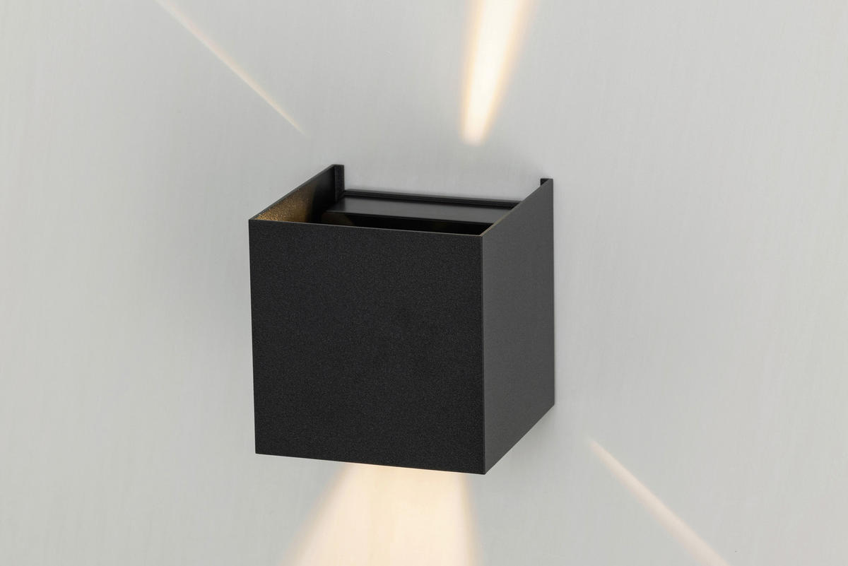 LED-WANDLEUCHTE 10/10/10 cm   - Schwarz, Basics, Kunststoff/Metall (10/10/10cm) - Novel