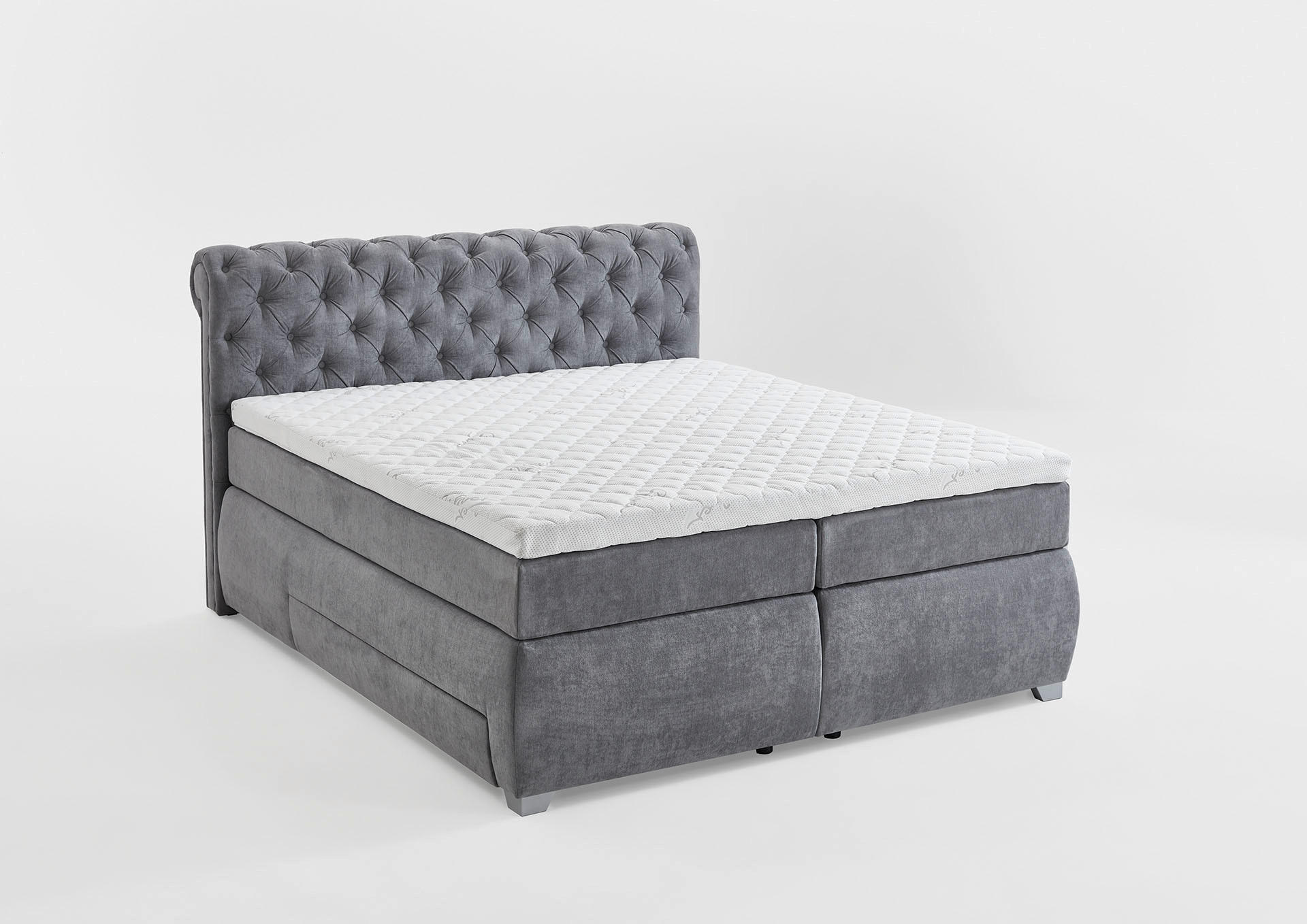 BOXSPRING KREVET     - siva, Moderno, tekstil/plastika (188/229cm)