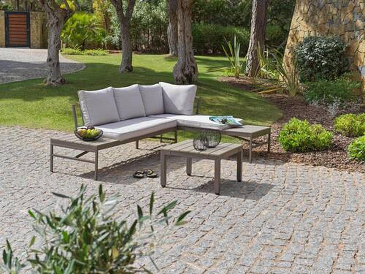 LOUNGEGARNITUR  215/154,5 cm  Stahl  - Braun/Grau, MODERN, Kunststoff/Textil (215/154,5cm) - Luca Bessoni