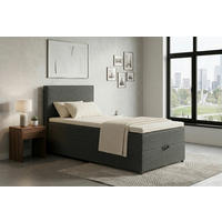 BOXBETT 100/200 cm,  in Anthrazit, H3 = fest  - Anthrazit/Schwarz, MODERN, Kunststoff/Textil (100/200cm) - MID.YOU