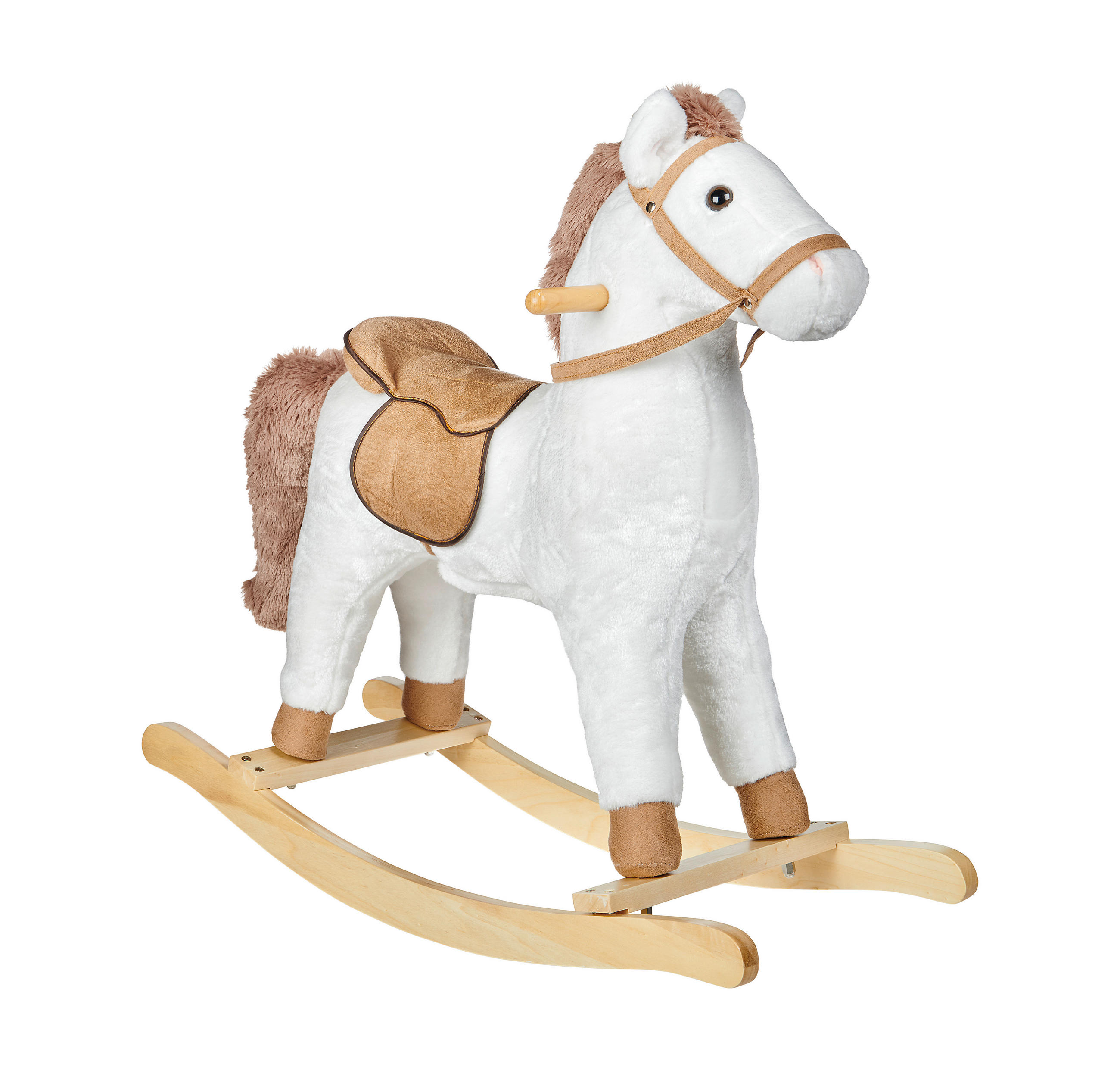 SCHAUKELPFERD  - Hellbraun/Weiß, Basics, Holz/Textil (74/30/64cm) - My Baby Lou