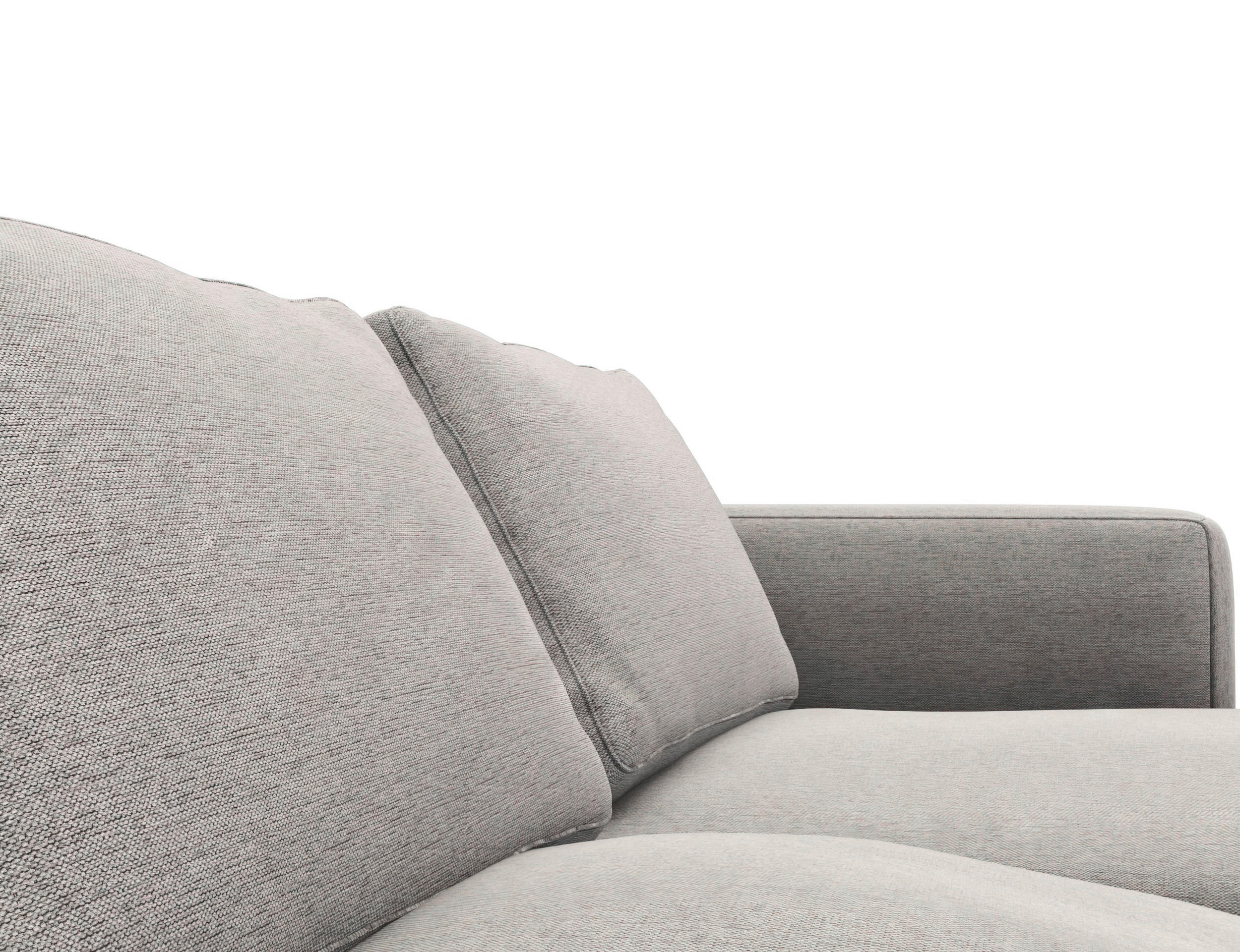 WOHNLANDSCHAFT Grau Webstoff, Flachgewebe  - Schwarz/Grau, Design, Textil/Metall (206/376/148cm) - Livetastic