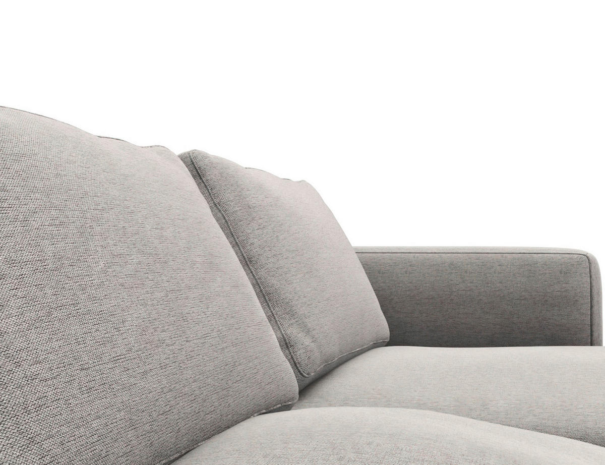 WOHNLANDSCHAFT Grau Webstoff, Flachgewebe  - Schwarz/Grau, Design, Textil/Metall (206/376/148cm) - Livetastic