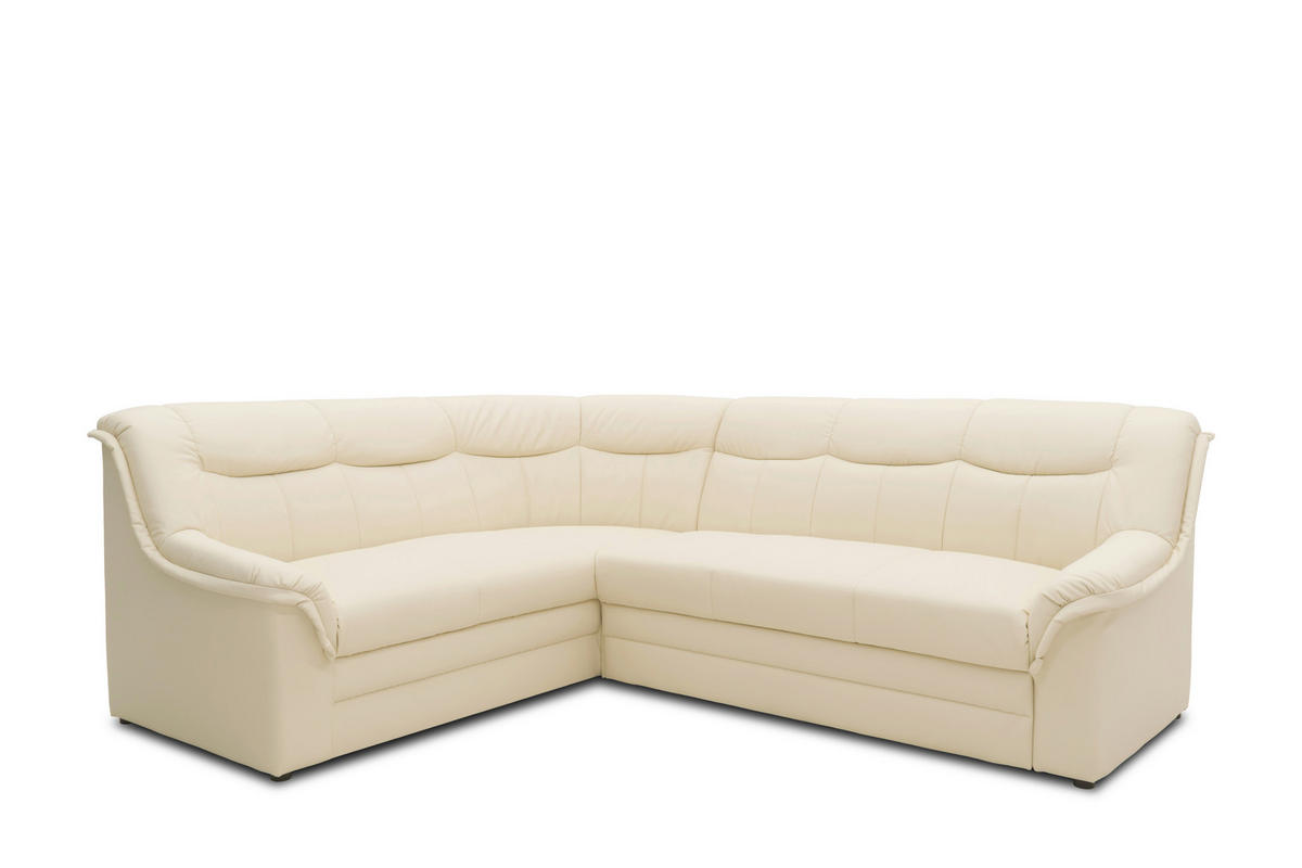 ECKSCHLAFSOFA  BERLIN FK Beige Lederlook  - Beige/Schwarz, KONVENTIONELL, Kunststoff/Textil (205/250cm) - MID.YOU