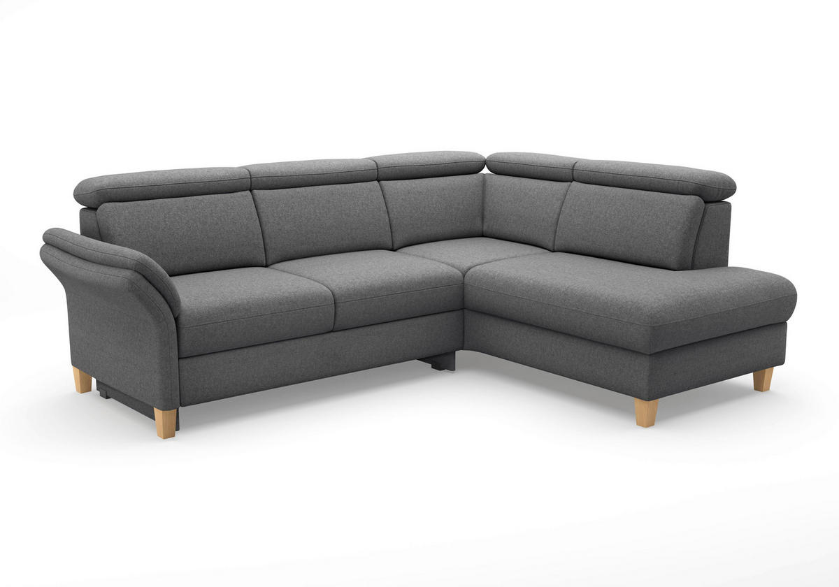 ECKSOFA Flachgewebe Dunkelgrau  - Eichefarben/Dunkelgrau, Konventionell, Holz/Textil (247/193cm) - Sit & More