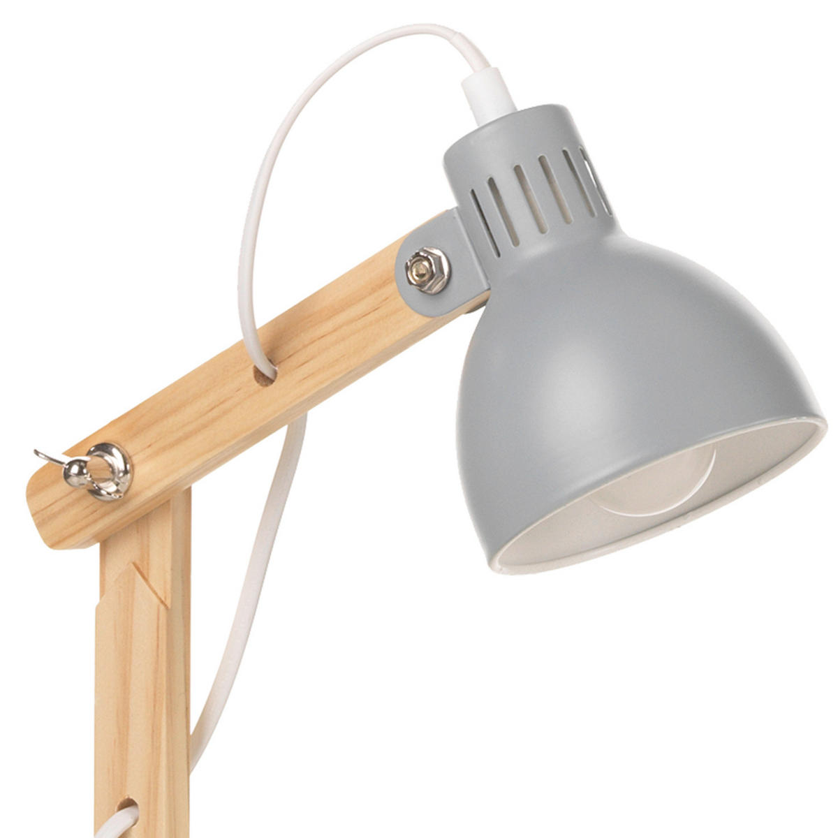 TISCHLEUCHTE 23/38 cm   - Weiß/Grau, Basics, Holz/Kunststoff (23/38cm)