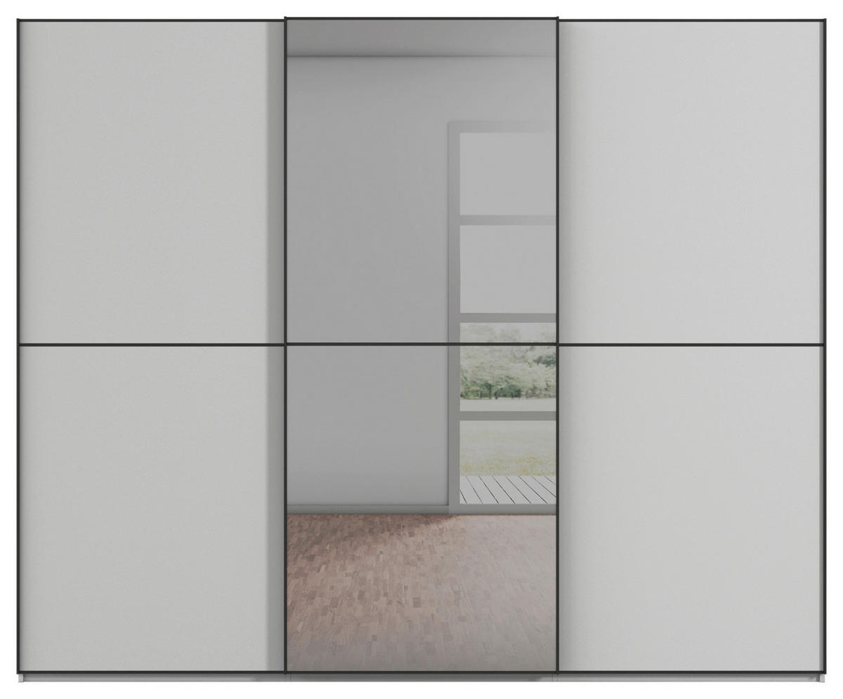 SCHWEBETÜRENSCHRANK  in Grau, Schwarz  - Schwarz/Grau, KONVENTIONELL, Glas/Holzwerkstoff (242/223/68cm) - Novel