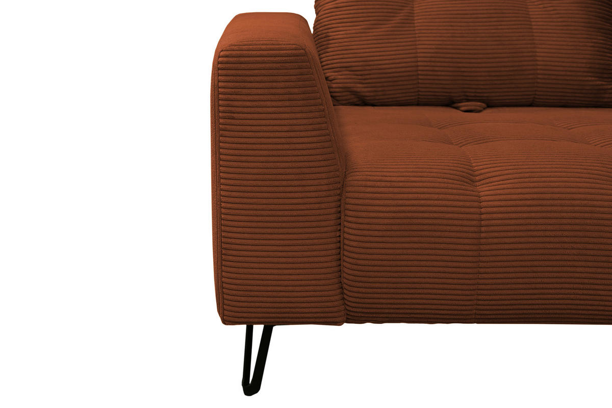 BIGSOFA Cord Kupferfarben  - Schwarz/Kupferfarben, KONVENTIONELL, Textil/Metall (246/100/116cm) - Carryhome