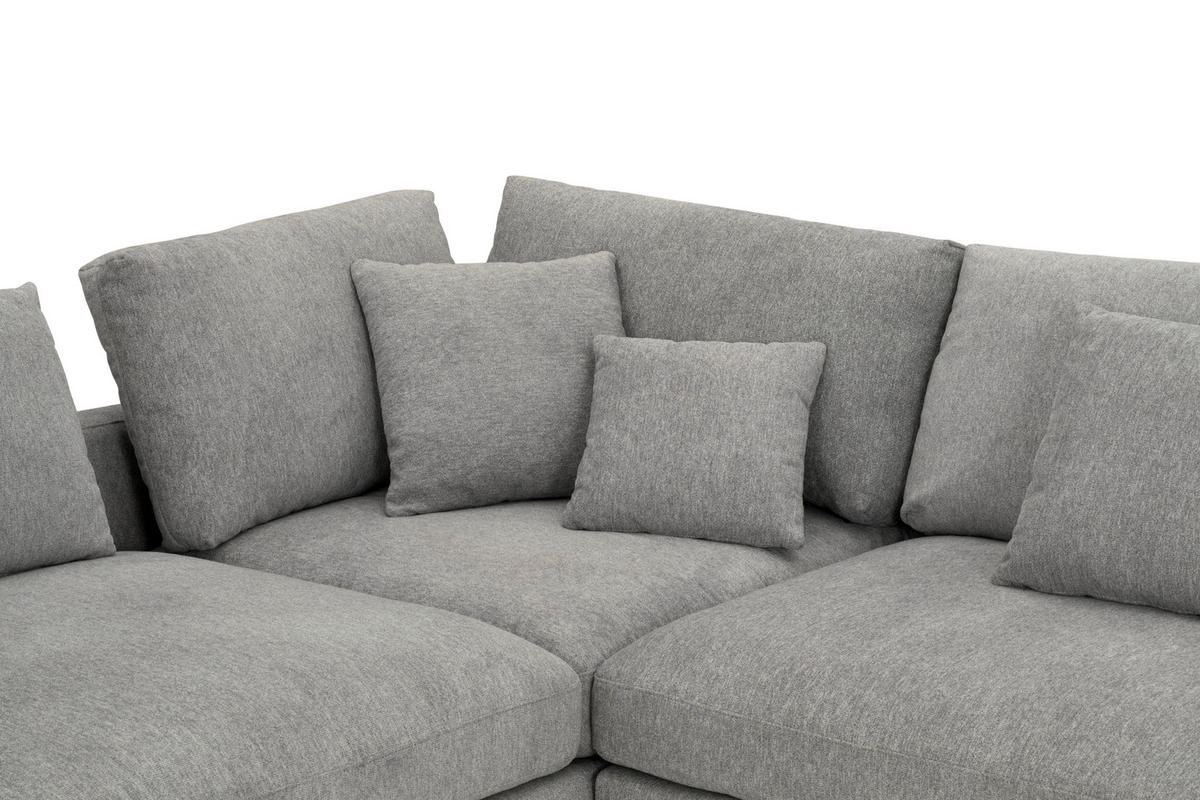 ECKSOFA Grau Webstoff  - Schwarz/Grau, Design, Textil/Metall (212/323cm) - Livetastic