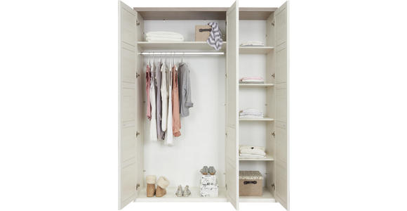 DREHTÜRENSCHRANK in Grau, Weiß - Weiß/Grau, LIFESTYLE, Glas/Holzwerkstoff (154/209/60cm) - Hom`in